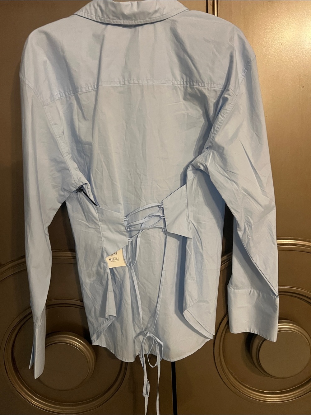 Scoop  Light Blue Button-Front Blouse - Picture 4 of 4